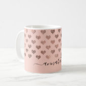 Mug Coeurs or rose rose rose mignonne Élégant Script (Devant gauche)