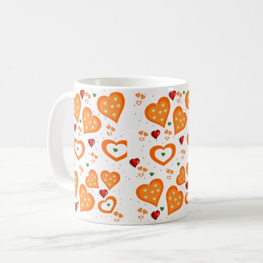 Mug Coeurs orange (Devant gauche)