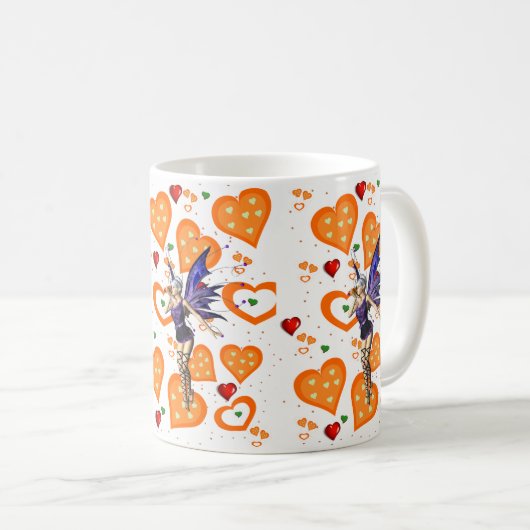 Mug Coeurs Orange Fée (Devant droit)