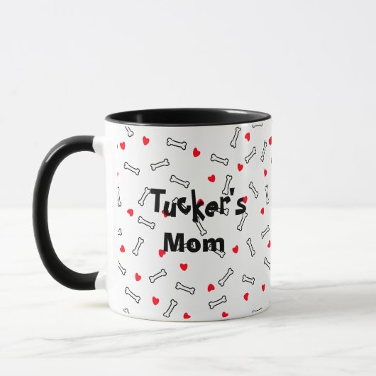Mug Coeurs os j'aime mon chien (Gauche)