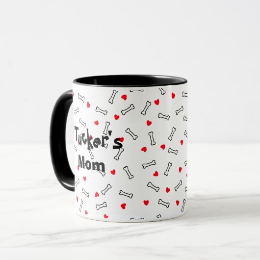 Mug Coeurs os j'aime mon chien (Devant gauche)