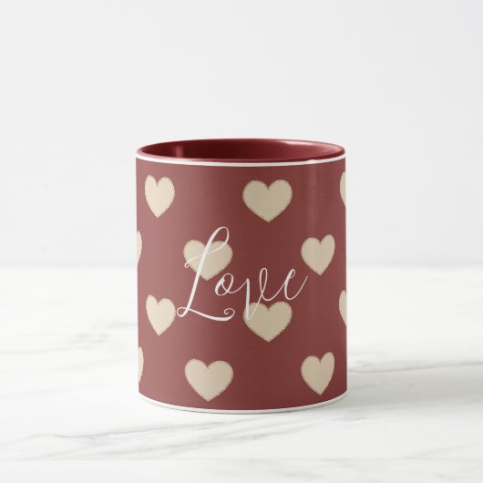 Mug Cœurs Pailletés Crème Rouge Or Saint-Valentin (Centre)