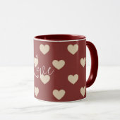 Mug Cœurs Pailletés Crème Rouge Or Saint-Valentin (Devant droit)