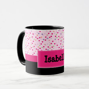 Mug Coeurs Pastel sur rose Personnalisé