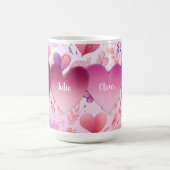 Mug Coeurs patchs de famille sur motif avec nom (Centre)