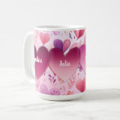 Mug Coeurs patchs de famille sur motif avec nom (Devant gauche)