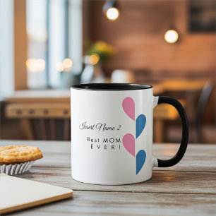 Mug Cœurs Personnalisés Rose et Bleu pour Couple, Moit