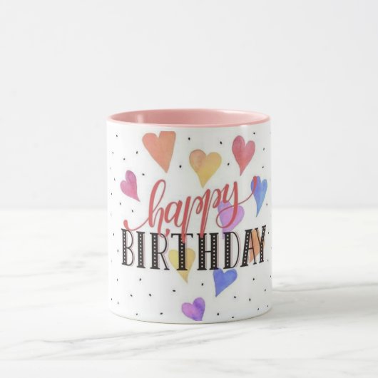 Mug Coeurs pleins de voeux d'anniversaire : Joyeux ann (Centre)
