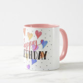 Mug Coeurs pleins de voeux d'anniversaire : Joyeux ann (Devant droit)