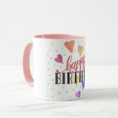 Mug Coeurs pleins de voeux d'anniversaire : Joyeux ann (Devant gauche)