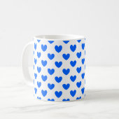 Mug Coeurs polka bleu sur blanc (Devant gauche)