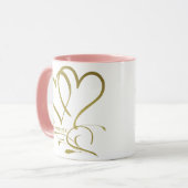 Mug Cœurs pour toujours or sur fond blanc (Devant gauche)