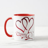 Mug Cœurs pour toujours rouges sur fond blanc (Gauche)