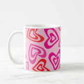 Mug Coeurs psychédéliques rétro rouges et roses (Gauche)