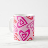 Mug Cœurs Rétro Psychedéliques Rouge et Rose (Devant gauche)