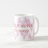 Mug coeurs roses avec citation d'amour (Devant droit)