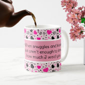 Mug Coeurs roses et noirs mignon Chien Je t'aime