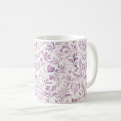 Mug Cœurs roses feuilles violettes (Devant droit)