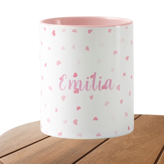 Mug Coeurs roses filles personnalisées
