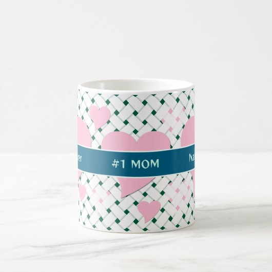 Mug Coeurs roses mignons, Vert bleu Meilleure Mère jam (Centre)