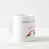 Mug Cœurs roses oiseaux blancs amour (Devant gauche)