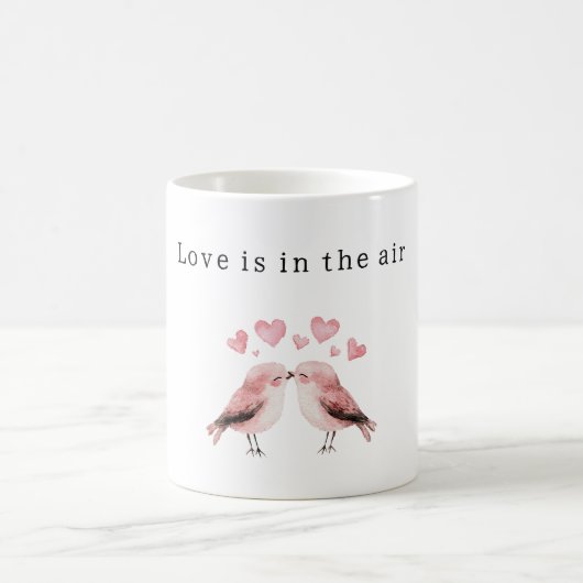 Mug Cœurs roses oiseaux blancs amour (Centre)