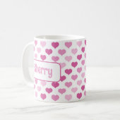 Mug Coeurs roses personnalisés (Devant gauche)