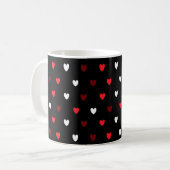 Mug Coeurs rouge et blanc sur noir (Devant gauche)