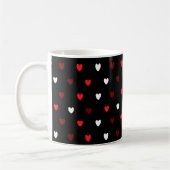 Mug Coeurs rouge et blanc sur noir (Gauche)