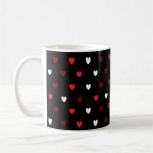 Mug Coeurs rouge et blanc sur noir