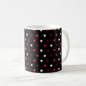 Mug Coeurs rouge et blanc sur noir (Devant droit)
