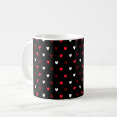 Mug Coeurs rouge et blanc sur noir (Devant gauche)