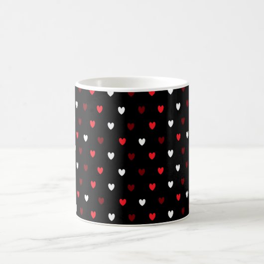Mug Coeurs rouge et blanc sur noir (Centre)