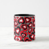 Mug Cœurs, rouge, noir, blanc (Centre)