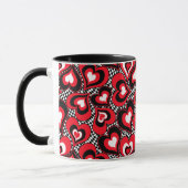 Mug Cœurs, rouge, noir, blanc (Gauche)