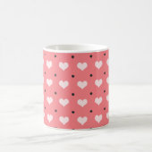 Mug coeurs rouge-rose en pastel d'amour, motif de pois (Centre)