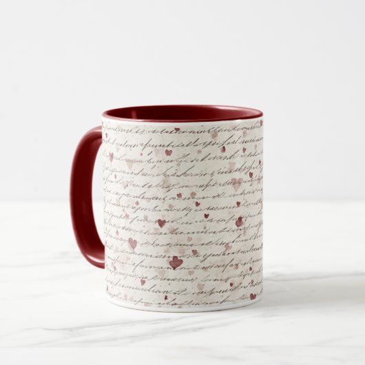 Mug Cœurs Rouges Crème (Devant gauche)