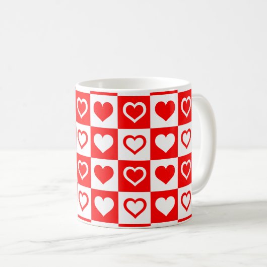 Mug Coeurs rouges et blancs (Devant droit)