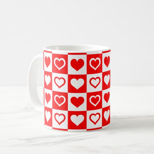 Mug Coeurs rouges et blancs (Devant gauche)