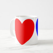 Mug Coeurs rouges et bleus, copie d'art abstrait (Devant gauche)