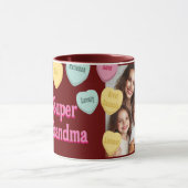 Mug Coeurs rouges et message photo | Super grand-mère (Centre)