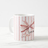 Mug Cœurs Rouges Fard Rosé Ruban Rose (Devant gauche)