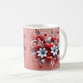 Mug Coeurs rouges Fleurs blanches Papillon Saint-Valen (Devant droit)