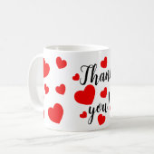 Mug Coeurs rouges Merci (Devant gauche)