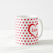 Mug Coeurs rouges mignons avec Coeurs rouges et blancs (Devant droit)
