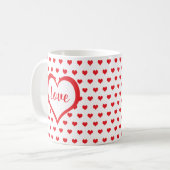 Mug Coeurs rouges mignons avec Coeurs rouges et blancs (Devant gauche)