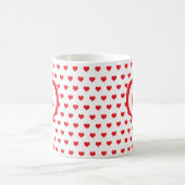 Mug Coeurs rouges mignons avec Coeurs rouges et blancs (Centre)