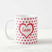 Mug Coeurs rouges mignons avec Coeurs rouges et blancs (Gauche)
