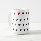 Mug Coeurs rouges noirs mignons (Devant gauche)