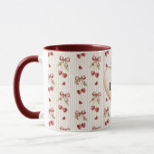 Mug Cœurs Rouges Rayures Cerises Nœuds Saint-Valentin (Gauche)